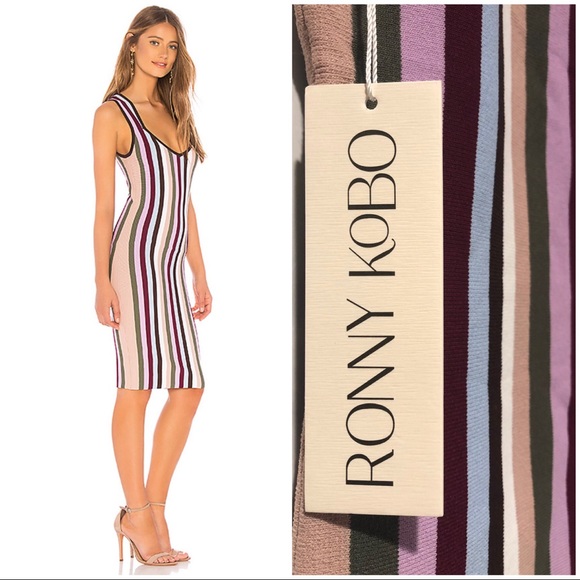 NWT: Ronny Kobo: Arielle Striped Dress Sz XS - Picture 2 of 6